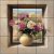 Ceramic tile mural with peony bouquet in window and mountain background – romantic decorative tilebazsarozsak-az-ablakban-fali-csempe